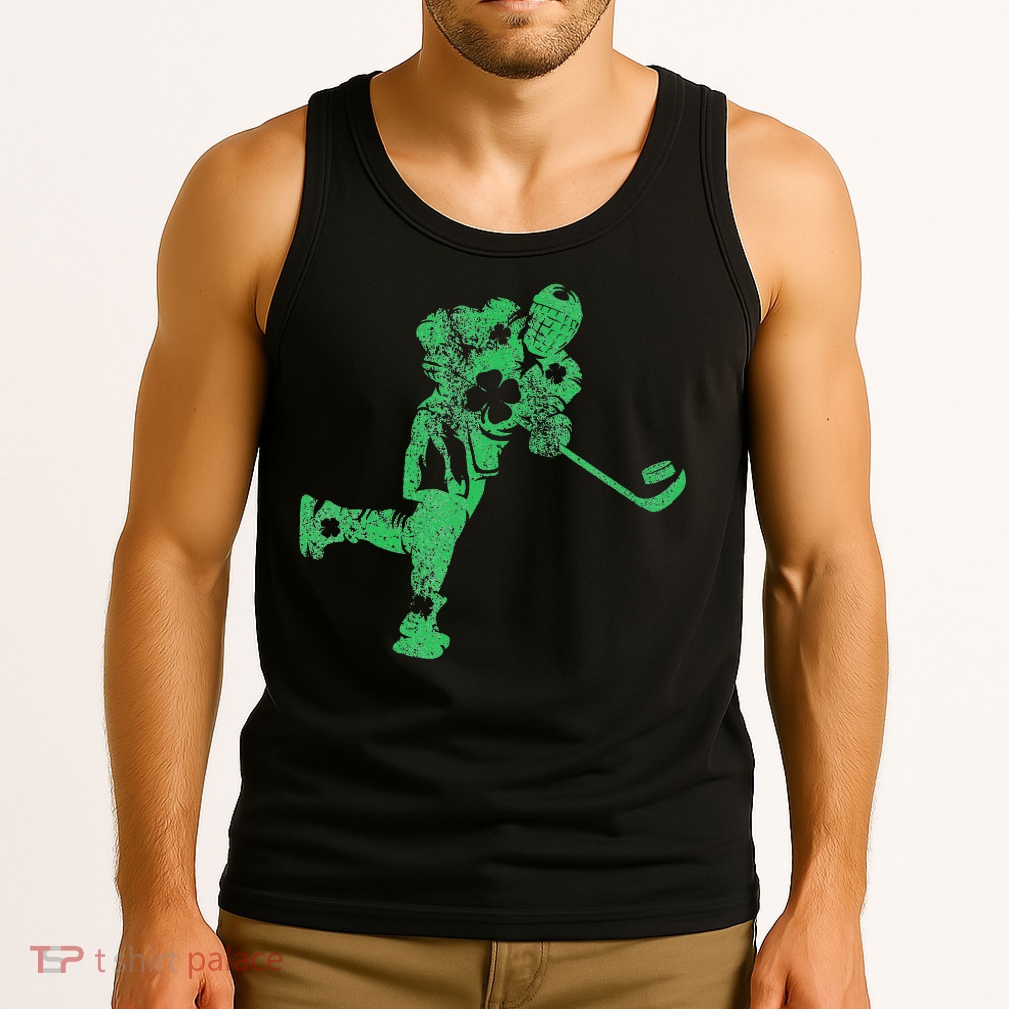 St Patricks Day Hockey Irish Saint Paddy's Shamrock Tank Top