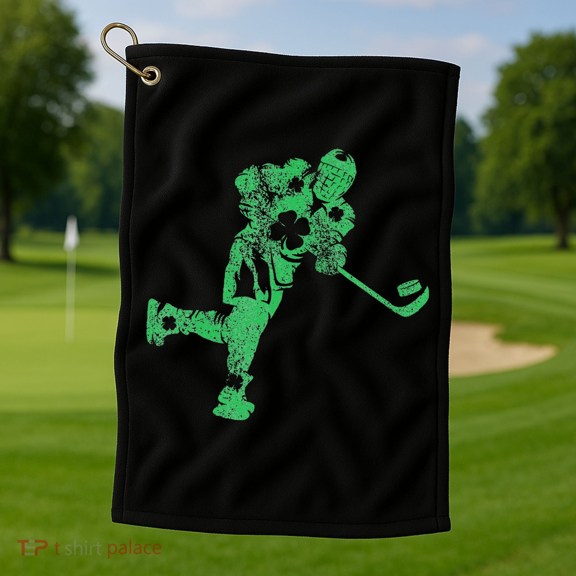 St Patricks Day Hockey Irish Saint Paddy's Shamrock Golf Towel