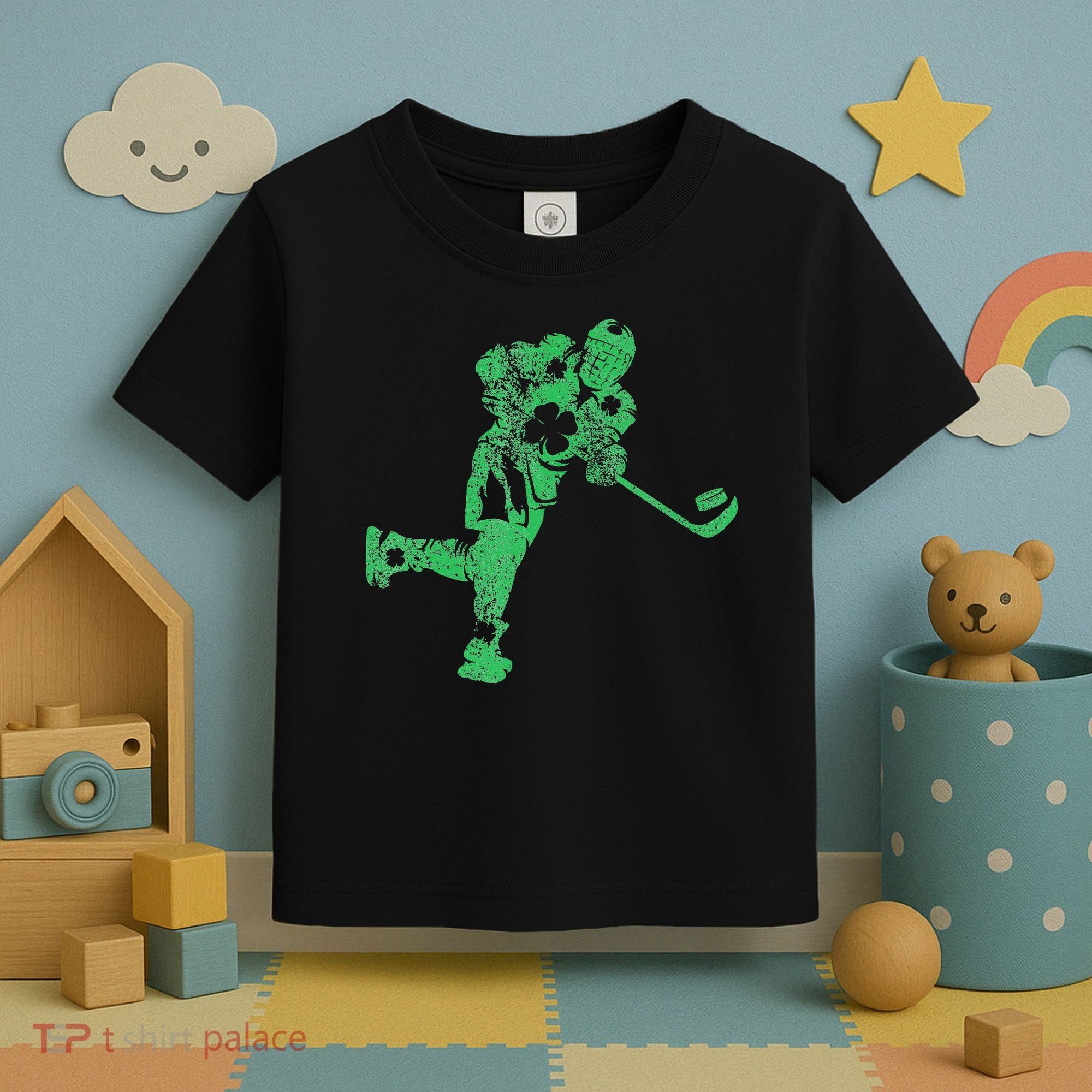 St Patricks Day Hockey Irish Saint Paddy's Shamrock Toddler T-Shirt