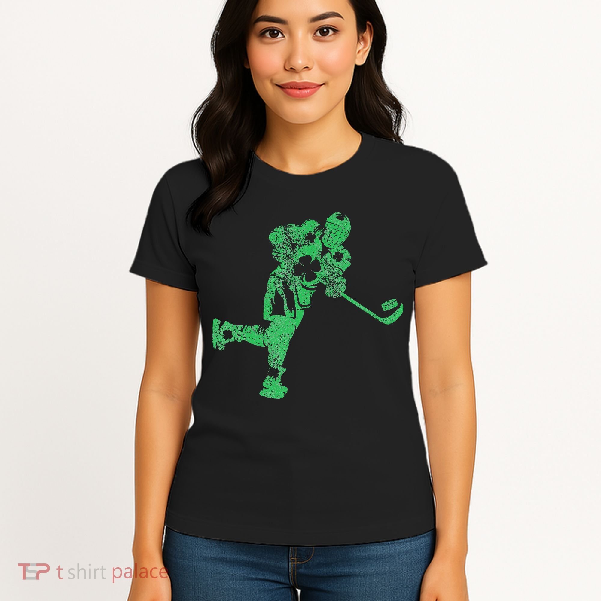 St Patricks Day Hockey Irish Saint Paddy's Shamrock Women's T-Shirt