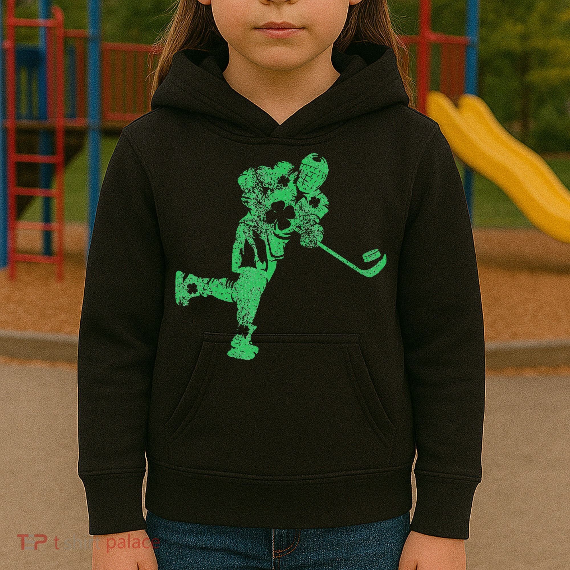 St Patricks Day Hockey Irish Saint Paddy's Shamrock Kids Hoodie