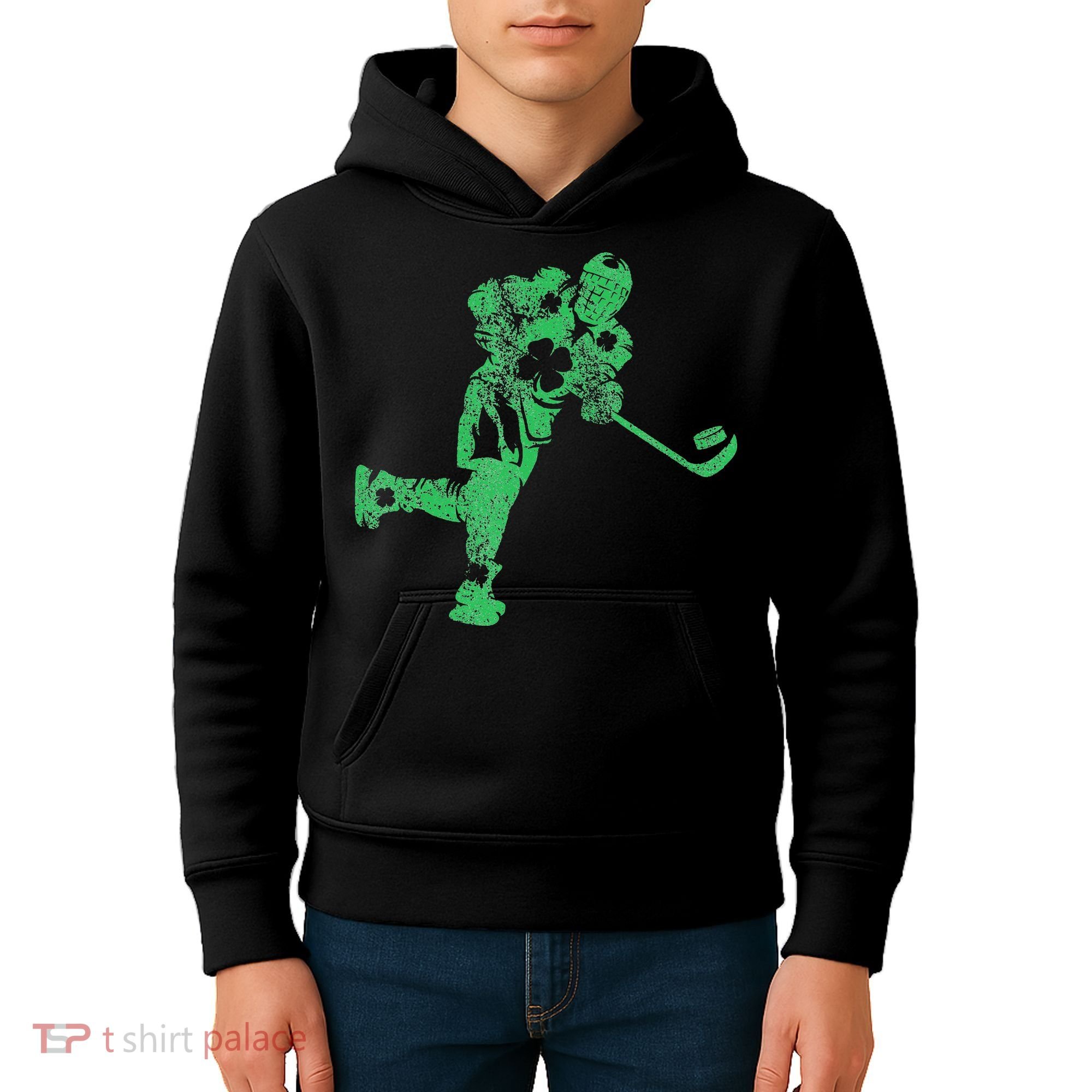 St Patricks Day Hockey Irish Saint Paddy's Shamrock Kids Hoodie