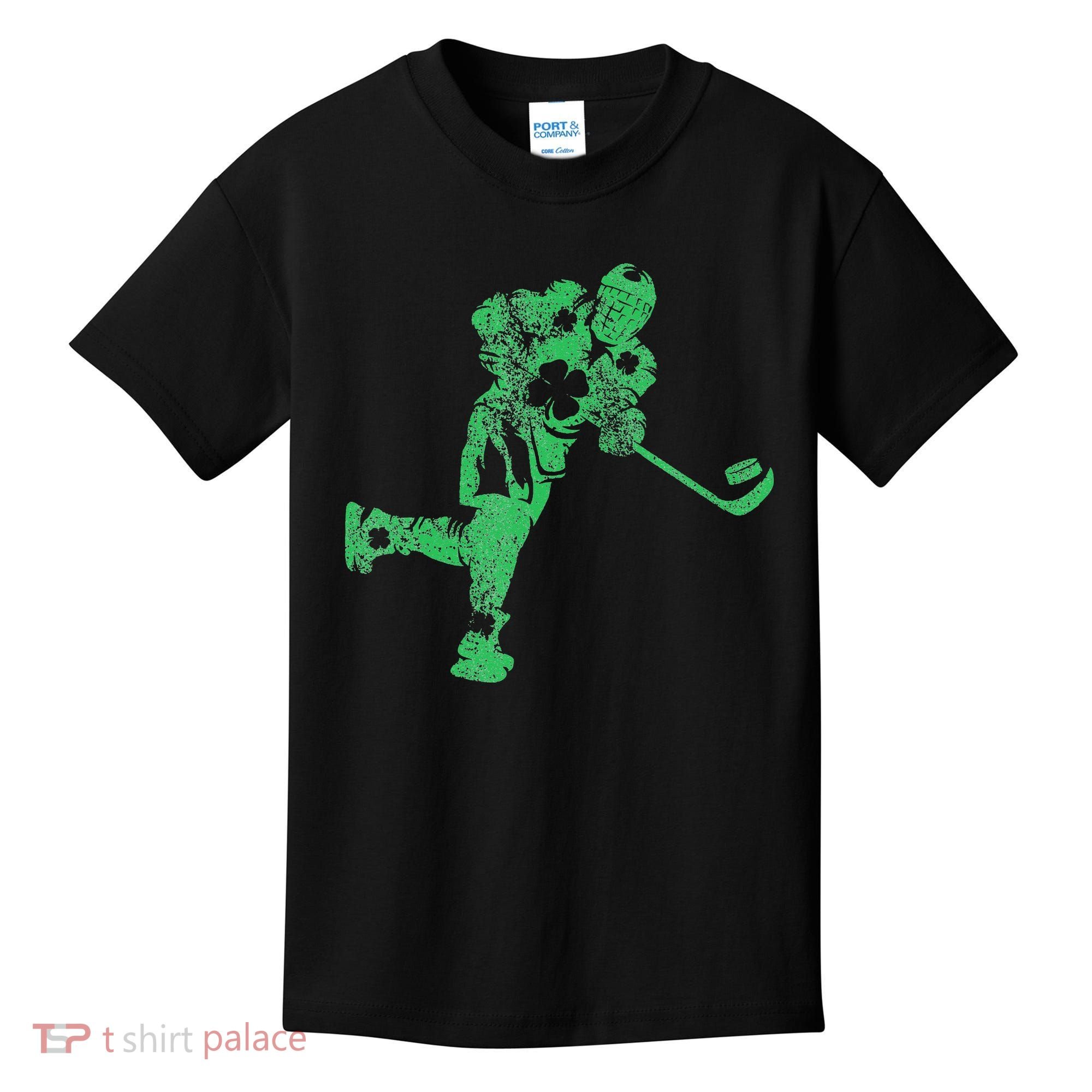 St Patricks Day Hockey Irish Saint Paddy's Shamrock Kids T-Shirt