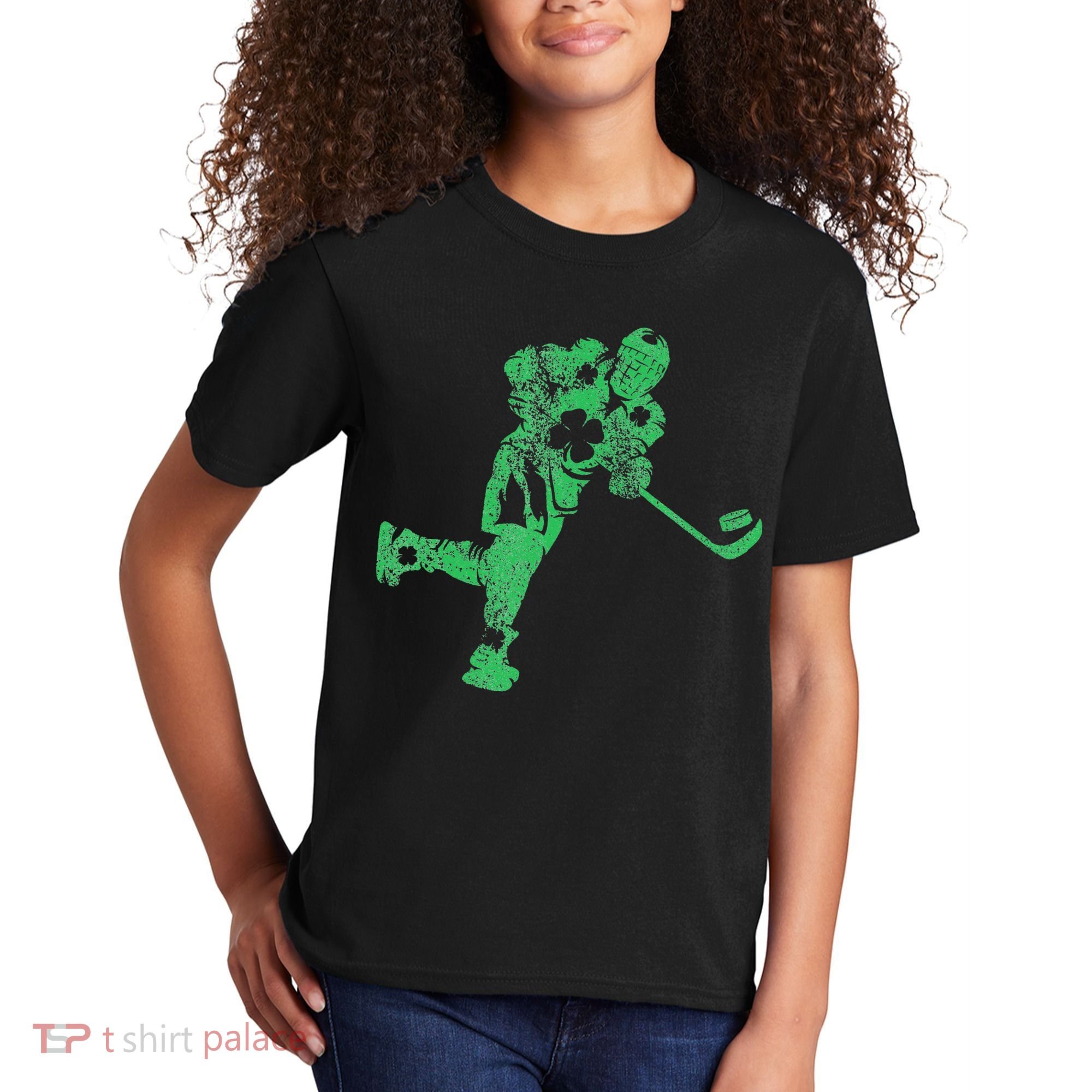 St Patricks Day Hockey Irish Saint Paddy's Shamrock Kids T-Shirt