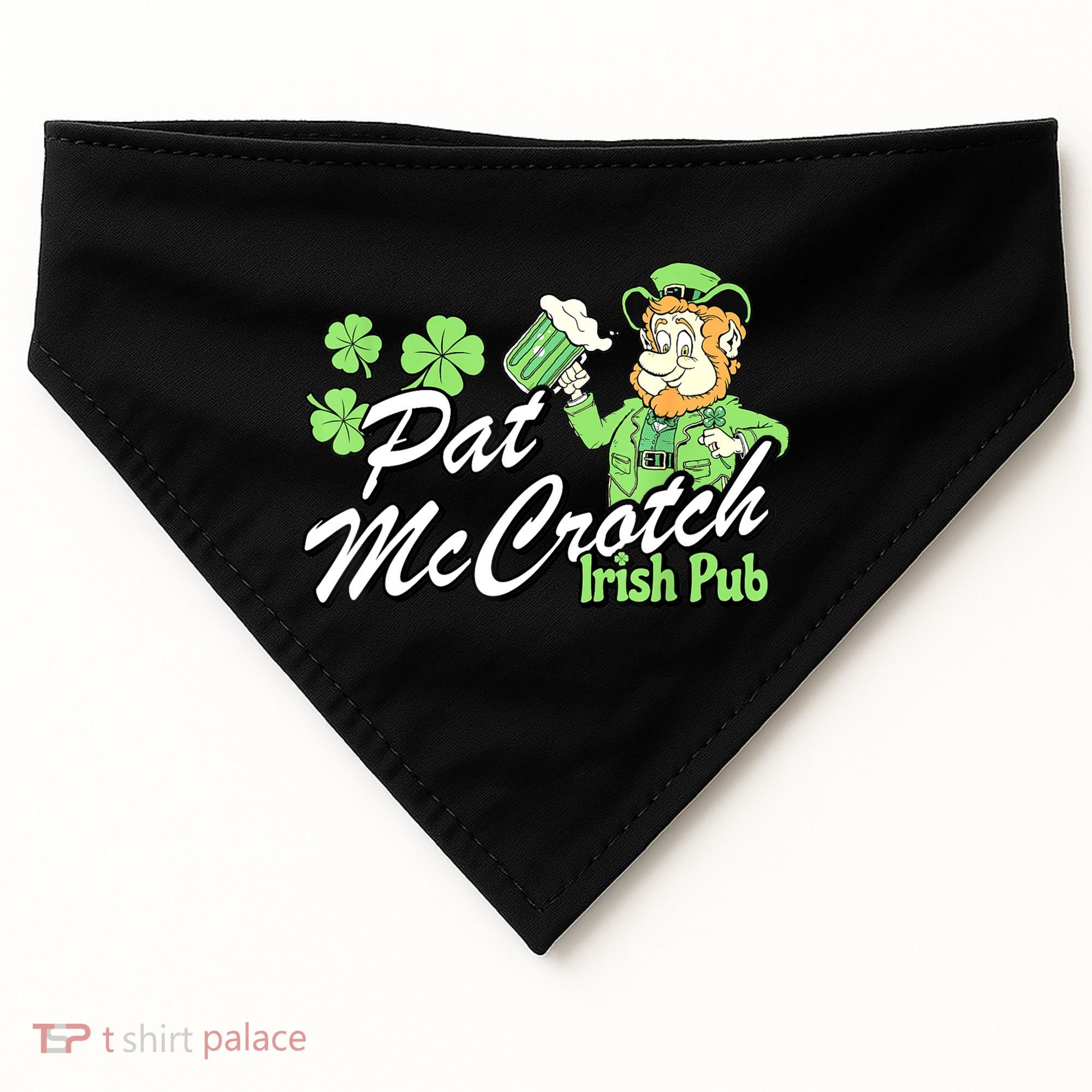 St. PattyS Day Pat Mccrotch Irish Pub Lucky Clover USA-Made Doggie Bandana