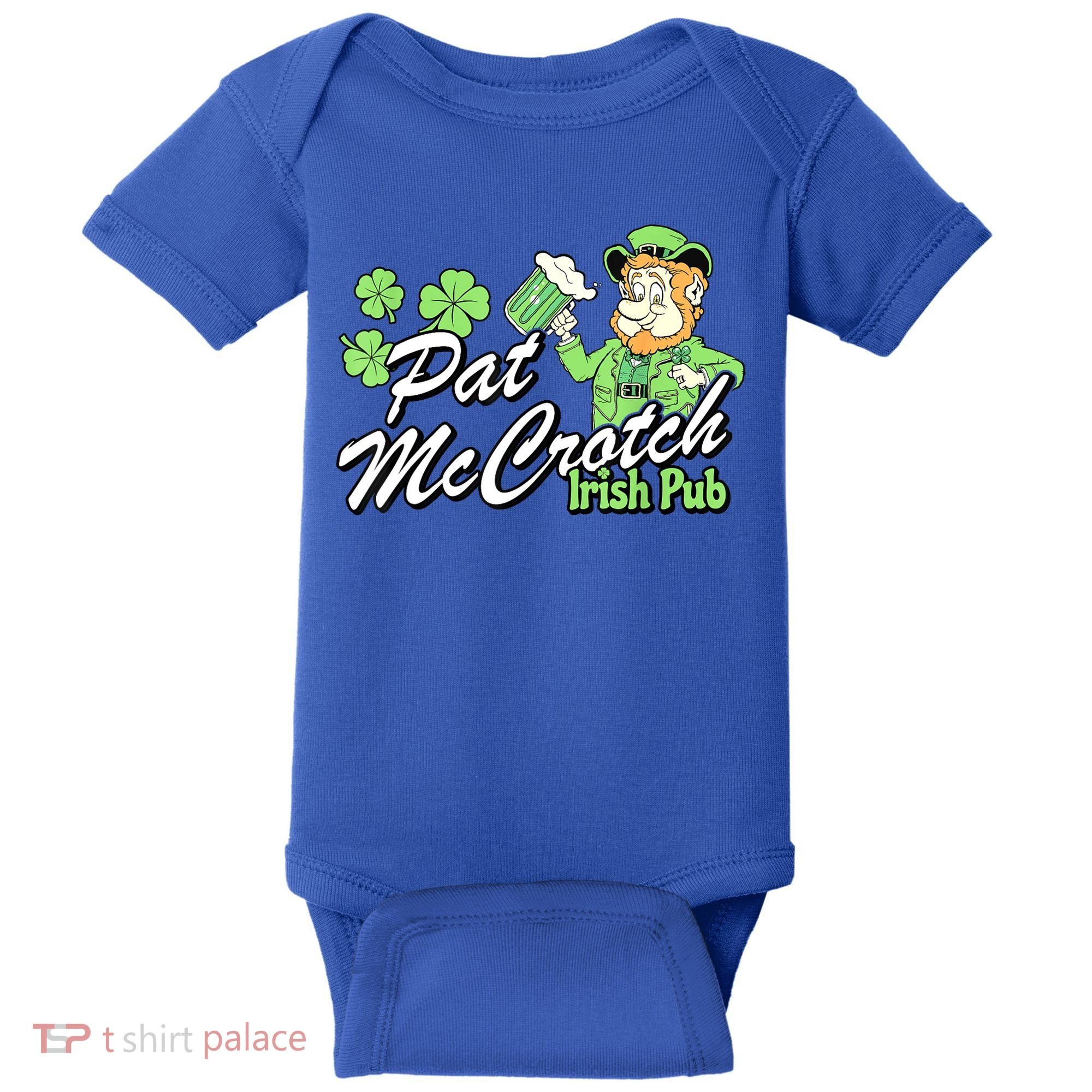 St. PattyS Day Pat Mccrotch Irish Pub Lucky Clover Baby Bodysuit