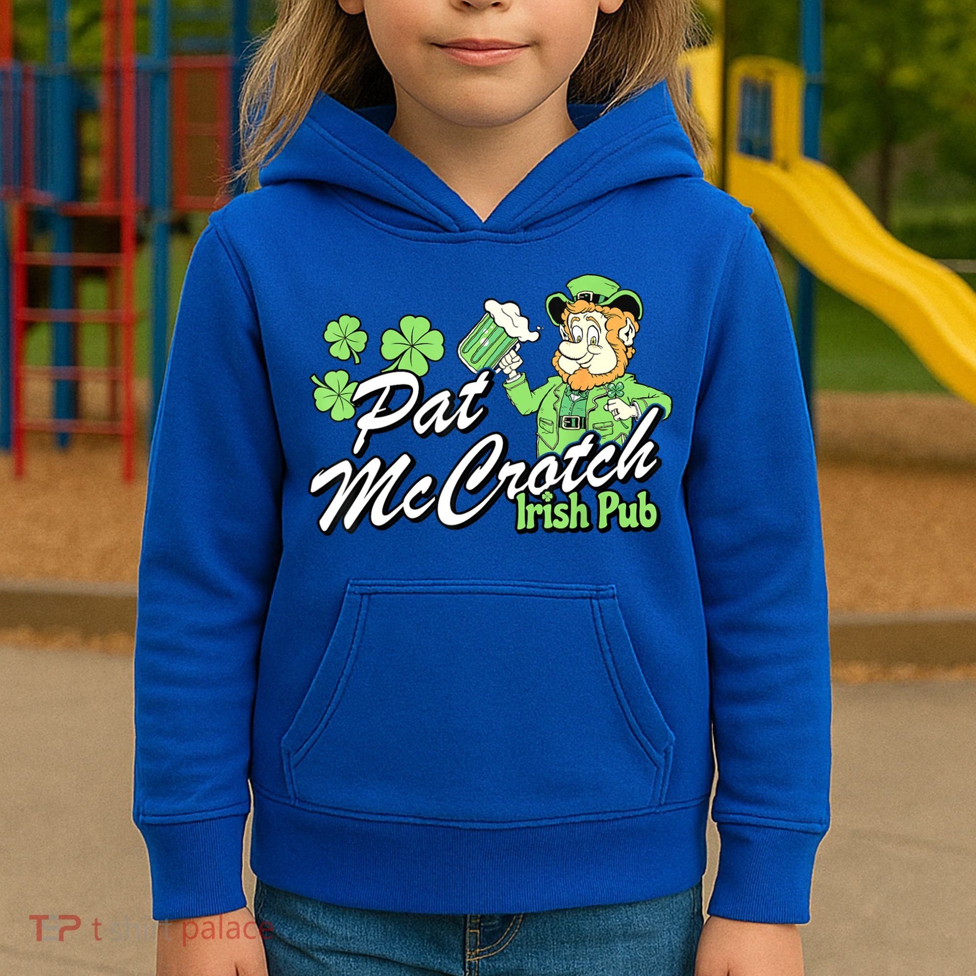 St. PattyS Day Pat Mccrotch Irish Pub Lucky Clover Kids Hoodie