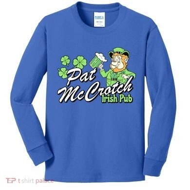St. PattyS Day Pat Mccrotch Irish Pub Lucky Clover Kids Long Sleeve Shirt
