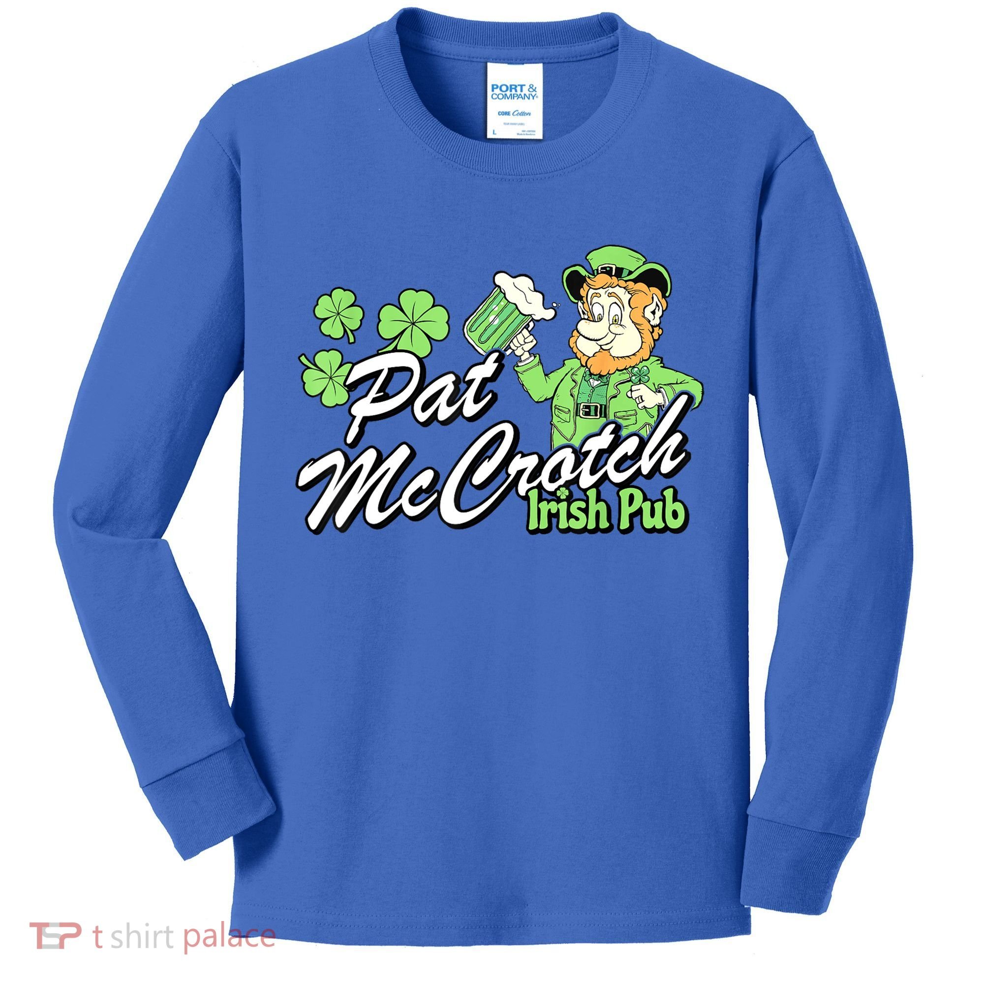 St. PattyS Day Pat Mccrotch Irish Pub Lucky Clover Kids Long Sleeve Shirt