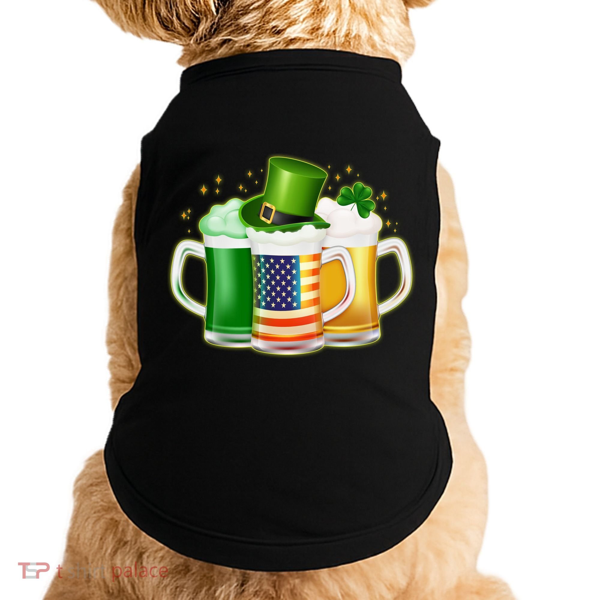 St Patricks Day Usa American Flag Beers Doggie Tank