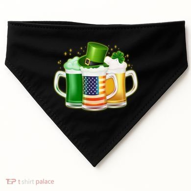 St Patricks Day Usa American Flag Beers USA-Made Doggie Bandana