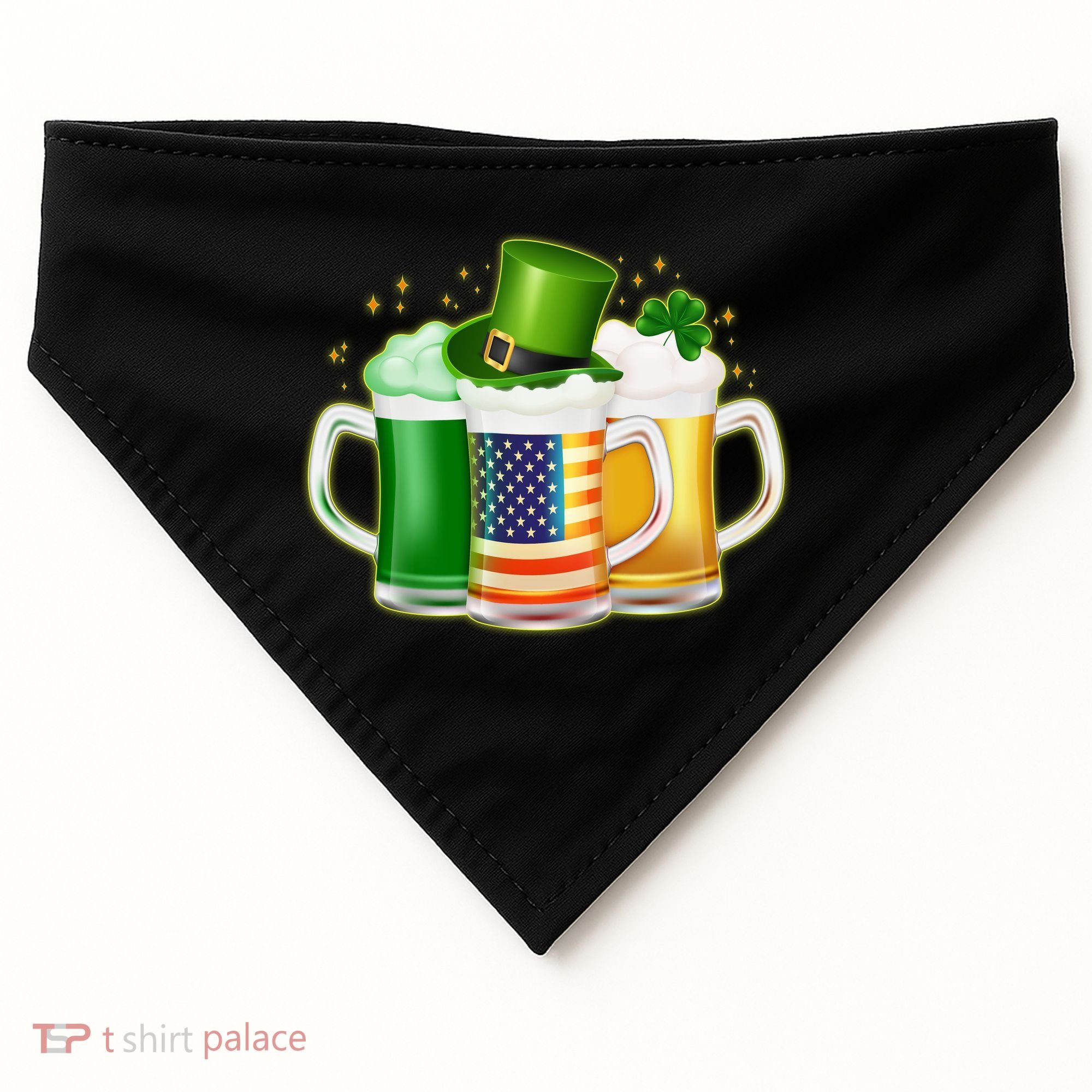 St Patricks Day Usa American Flag Beers USA-Made Doggie Bandana