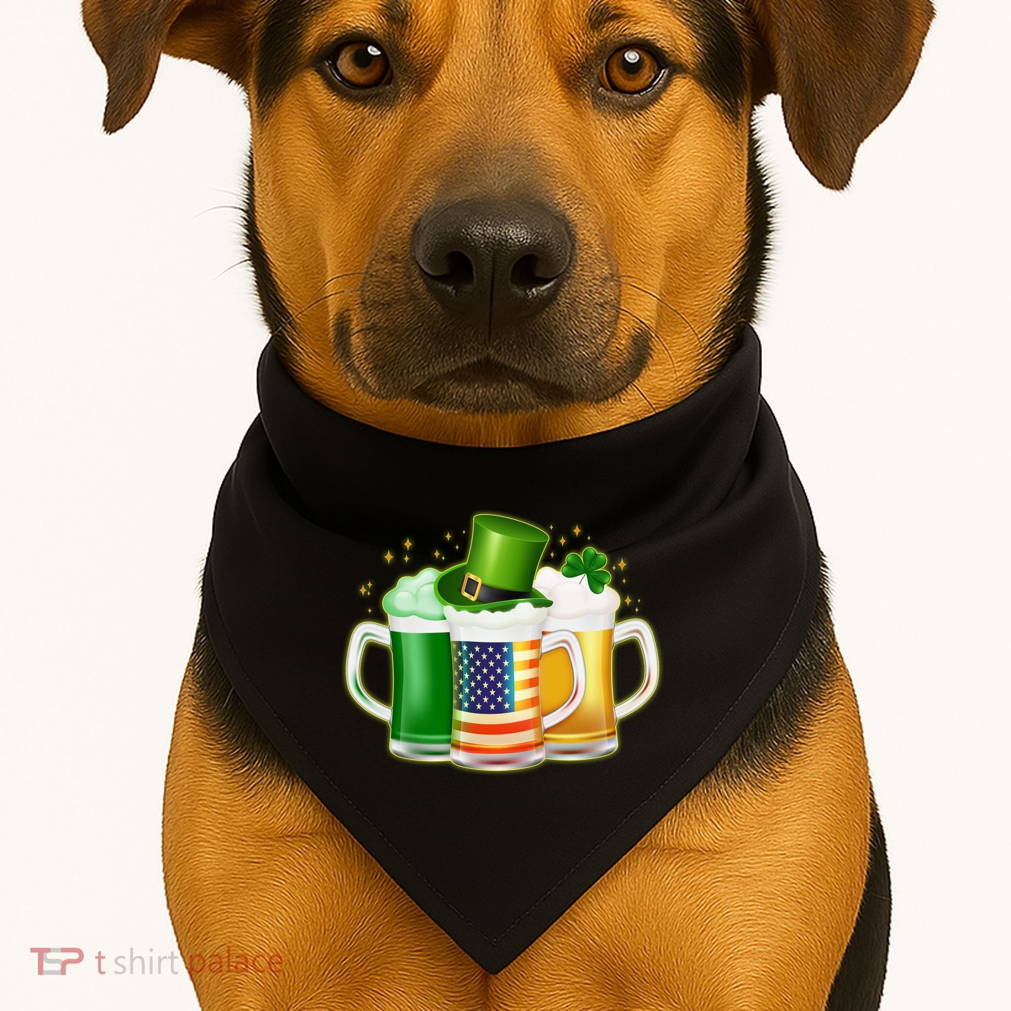 St Patricks Day Usa American Flag Beers USA-Made Doggie Bandana