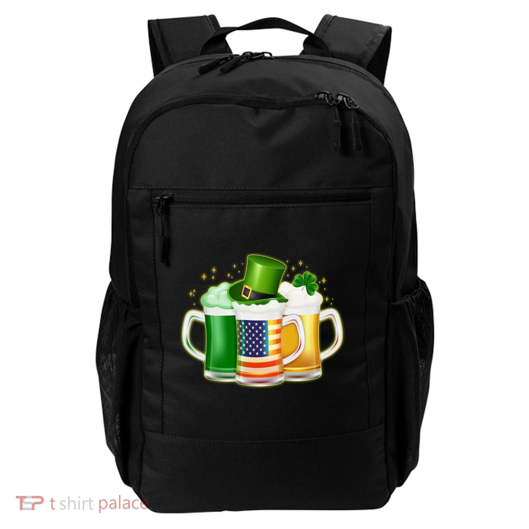 St Patricks Day Usa American Flag Beers Backpack