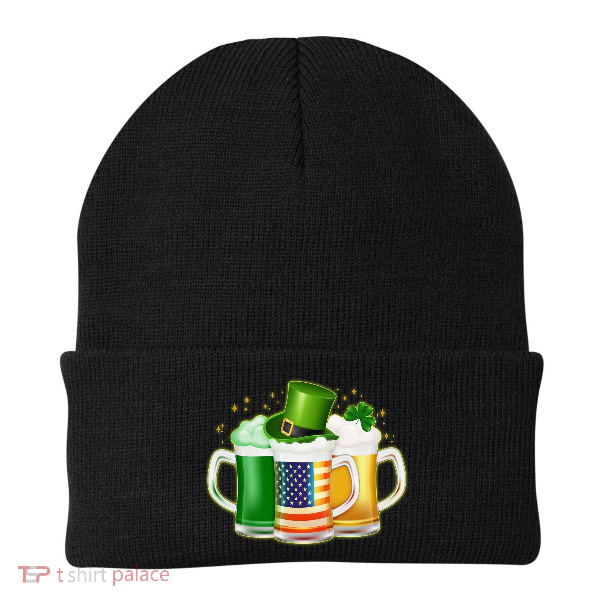 St Patricks Day Usa American Flag Beers Beanie