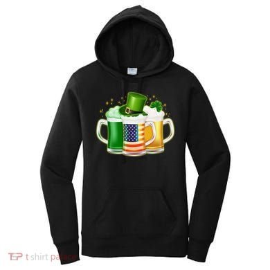 St Patricks Day Usa American Flag Beers Women's Hoodie