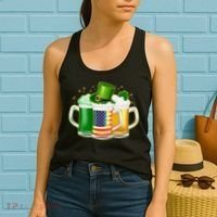 St Patricks Day Usa American Flag Beers Women's Tank Top thumb 2