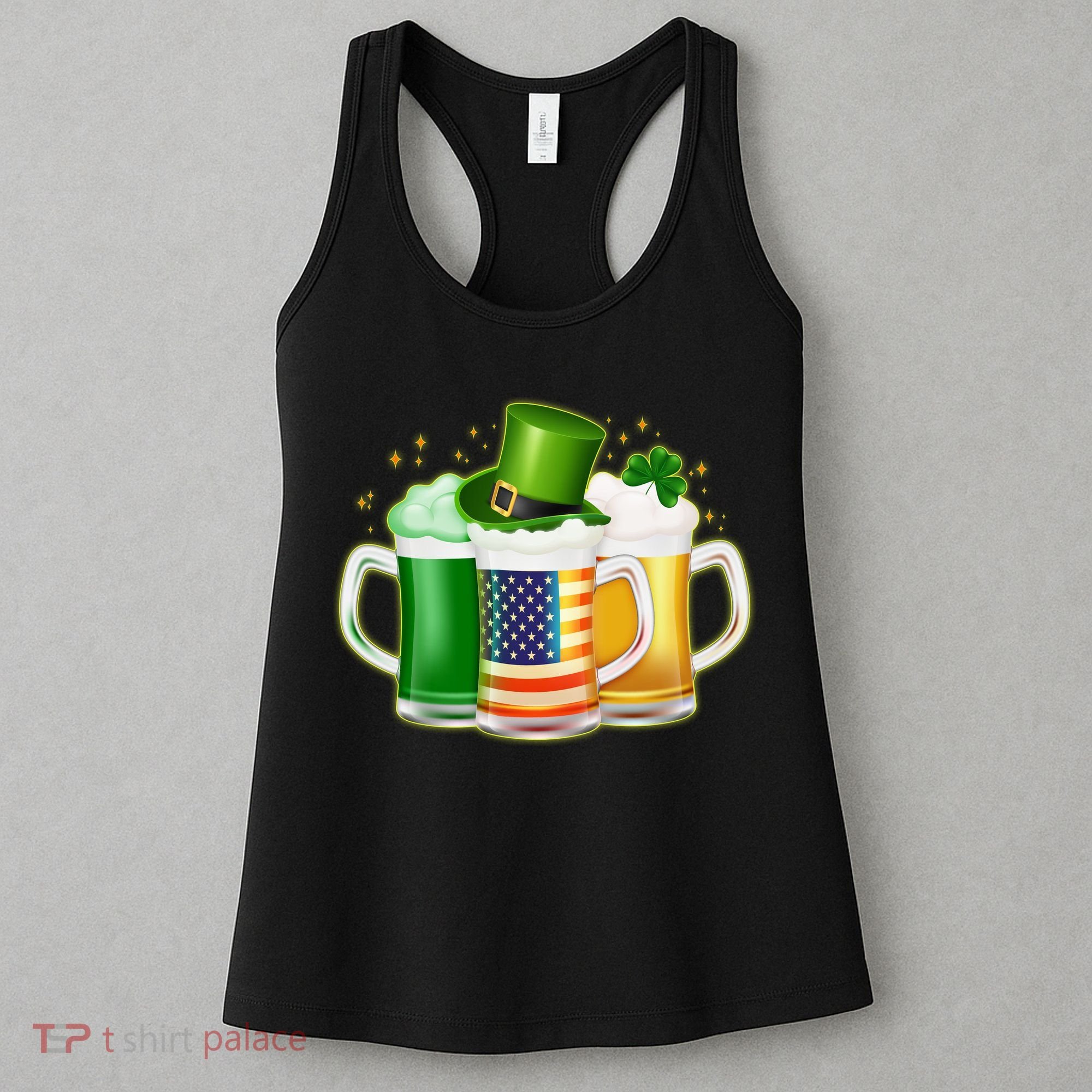 St Patricks Day Usa American Flag Beers Women's Tank Top