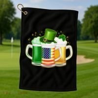 St Patricks Day Usa American Flag Beers Golf Towel thumb 1