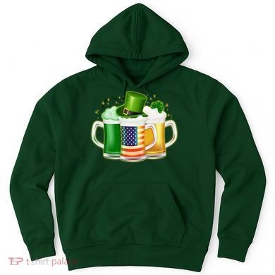 St Patricks Day Usa American Flag Beers Hoodie