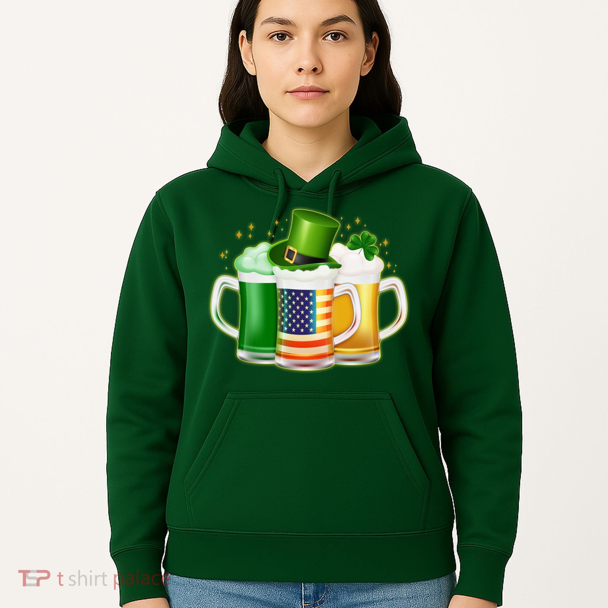 St Patricks Day Usa American Flag Beers Hoodie
