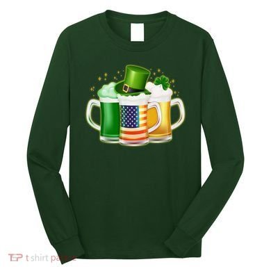 St Patricks Day Usa American Flag Beers Long Sleeve Shirt