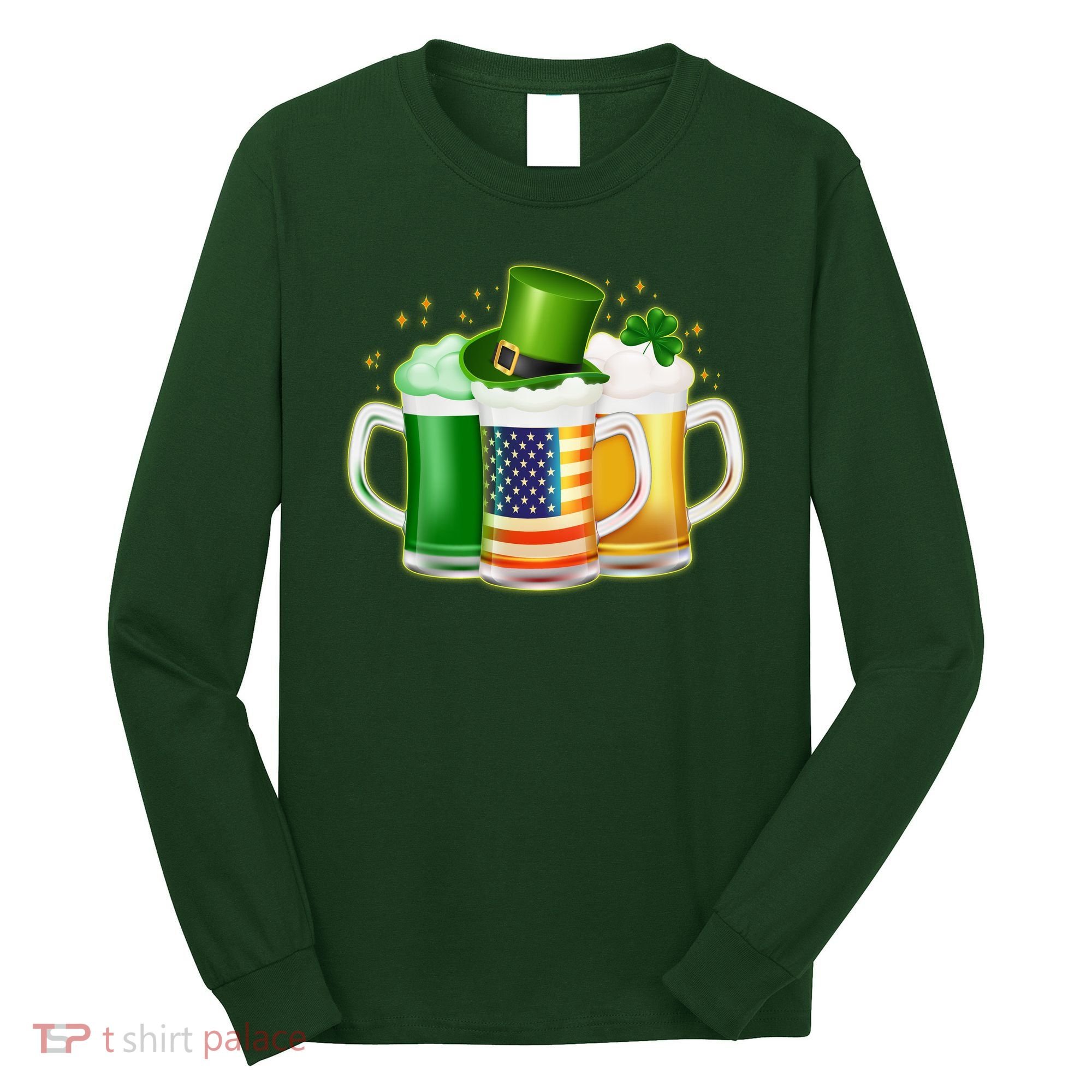 St Patricks Day Usa American Flag Beers Long Sleeve Shirt