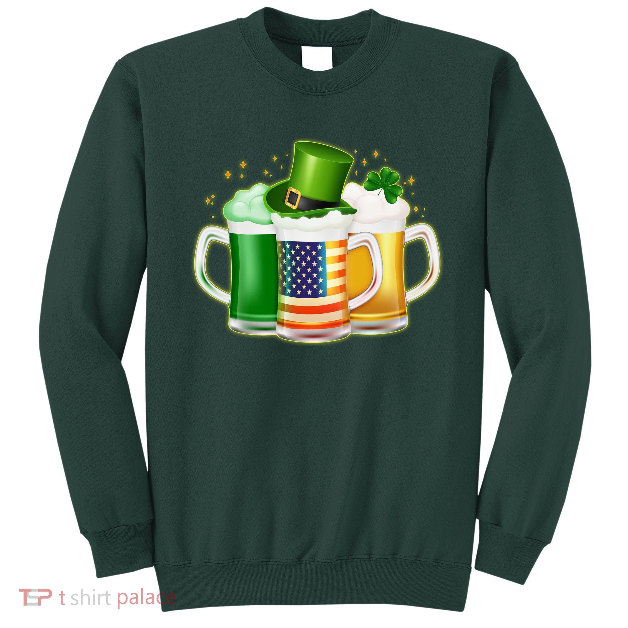 St Patricks Day Usa American Flag Beers Sweatshirt