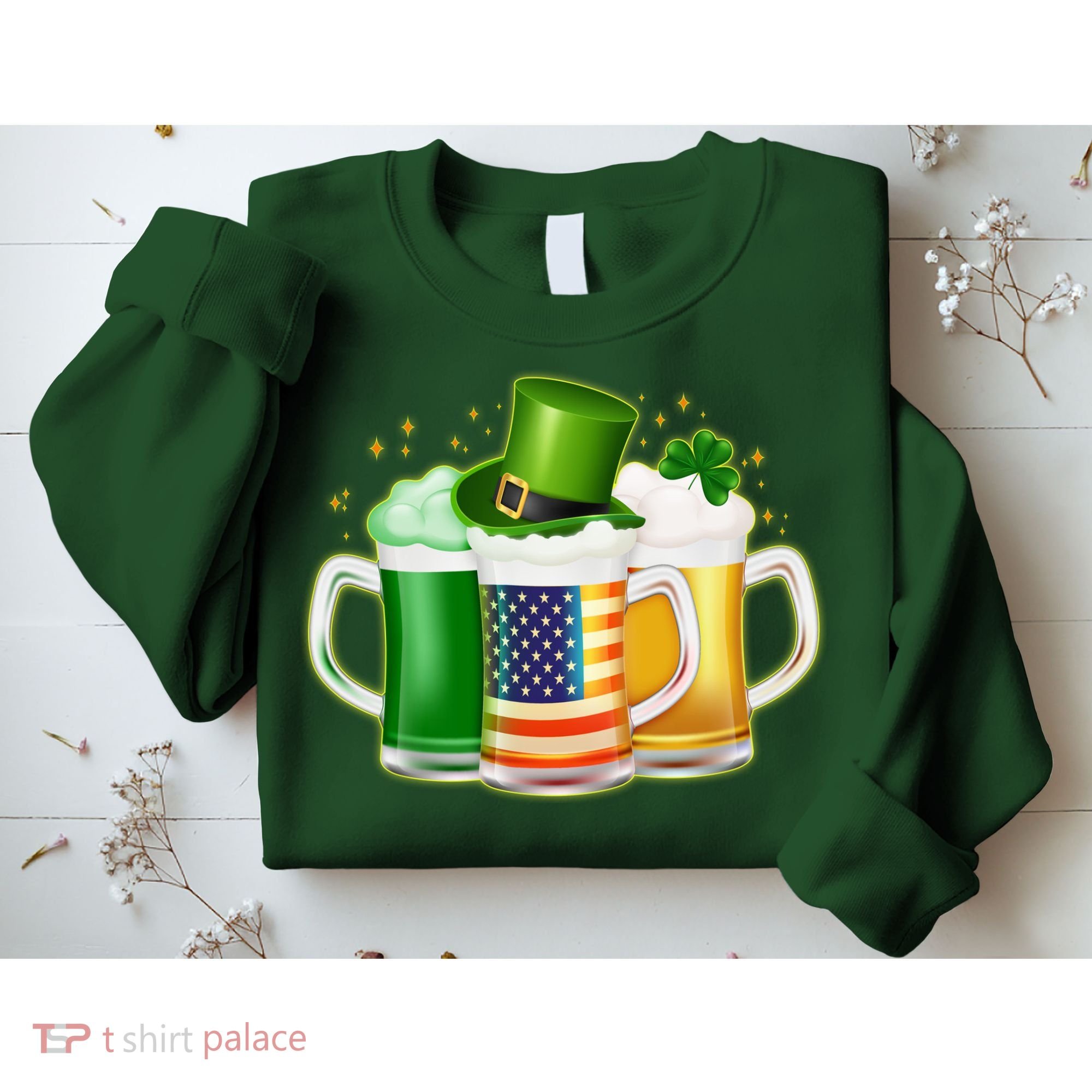 St Patricks Day Usa American Flag Beers Sweatshirt