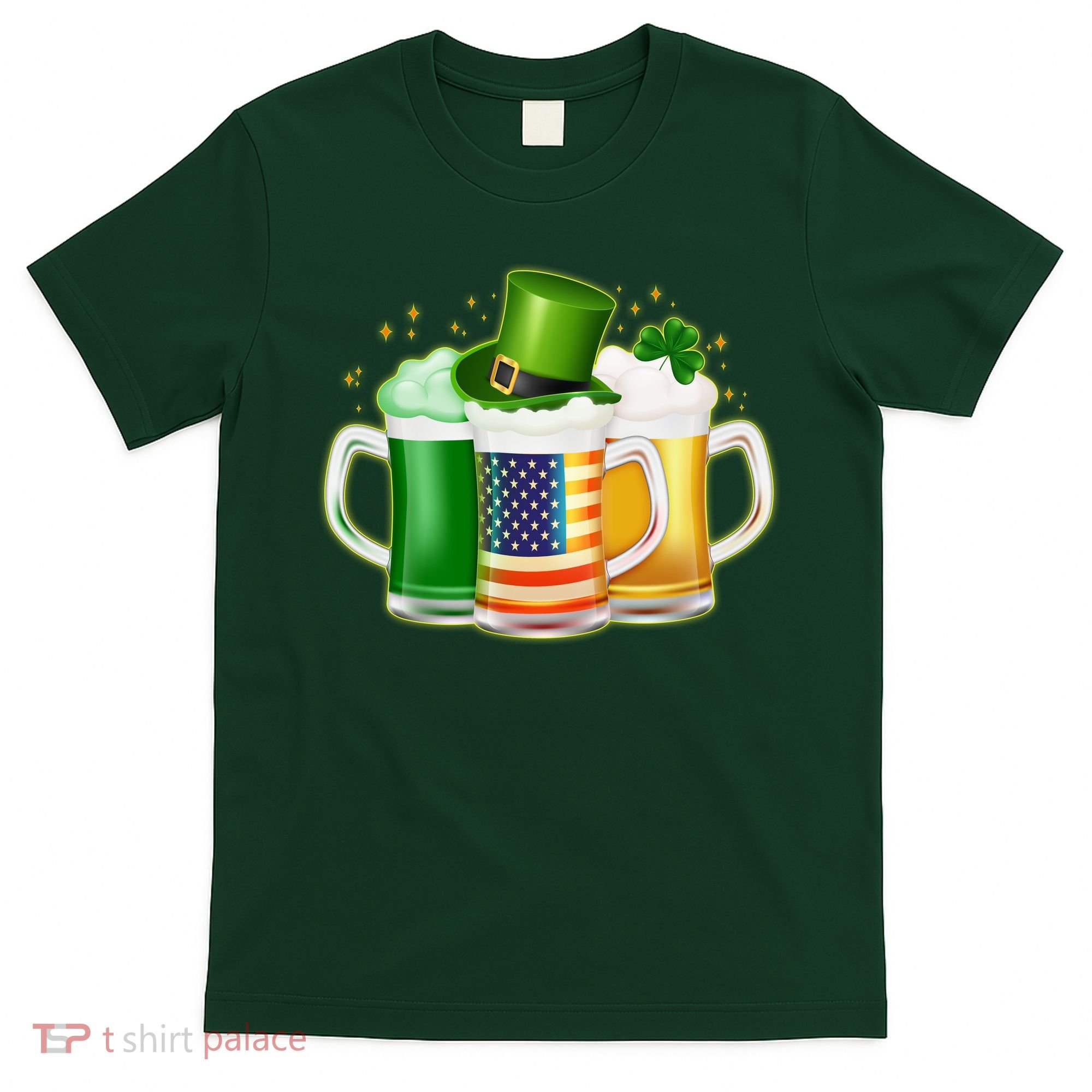 St Patricks Day Usa American Flag Beers T-Shirt