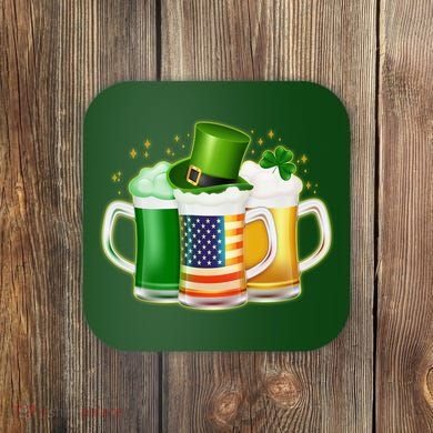 St Patricks Day Usa American Flag Beers Coaster