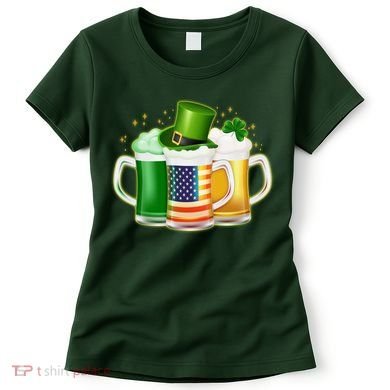 St Patricks Day Usa American Flag Beers Women's T-Shirt