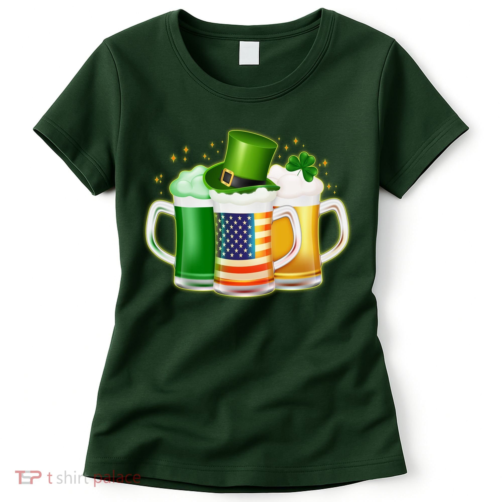 St Patricks Day Usa American Flag Beers Women's T-Shirt