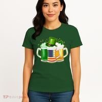 St Patricks Day Usa American Flag Beers Women's T-Shirt thumb 4