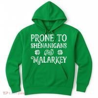 St Patricks Day, Prone To Shenanigans And Malarkey, Funny St Patricks Day Hoodie thumb 0