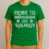 St Patricks Day, Prone To Shenanigans And Malarkey, Funny St Patricks Day T-Shirt thumb 3