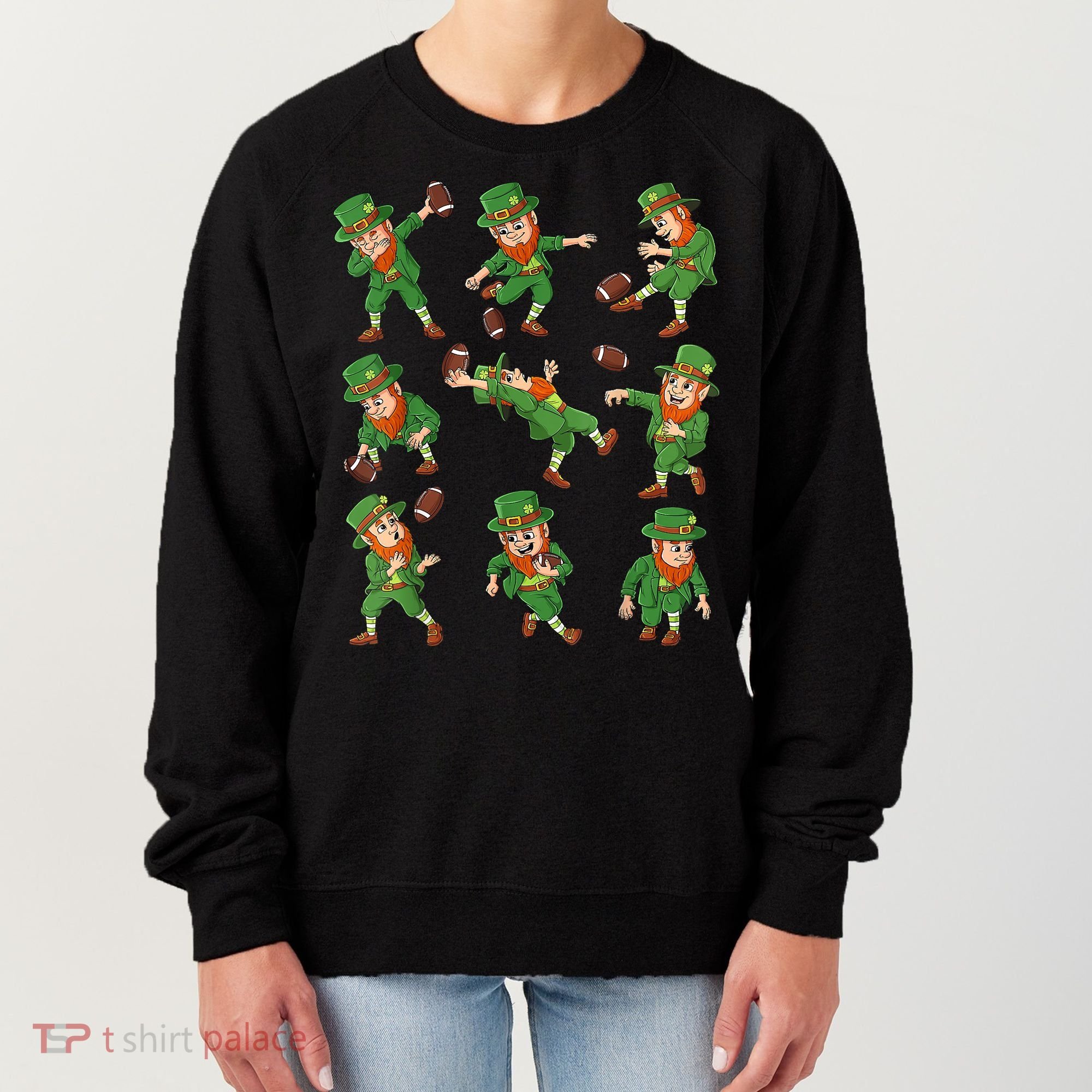 St Patricks Day Leprechaun Football Player Funny Women's Sweatshirt