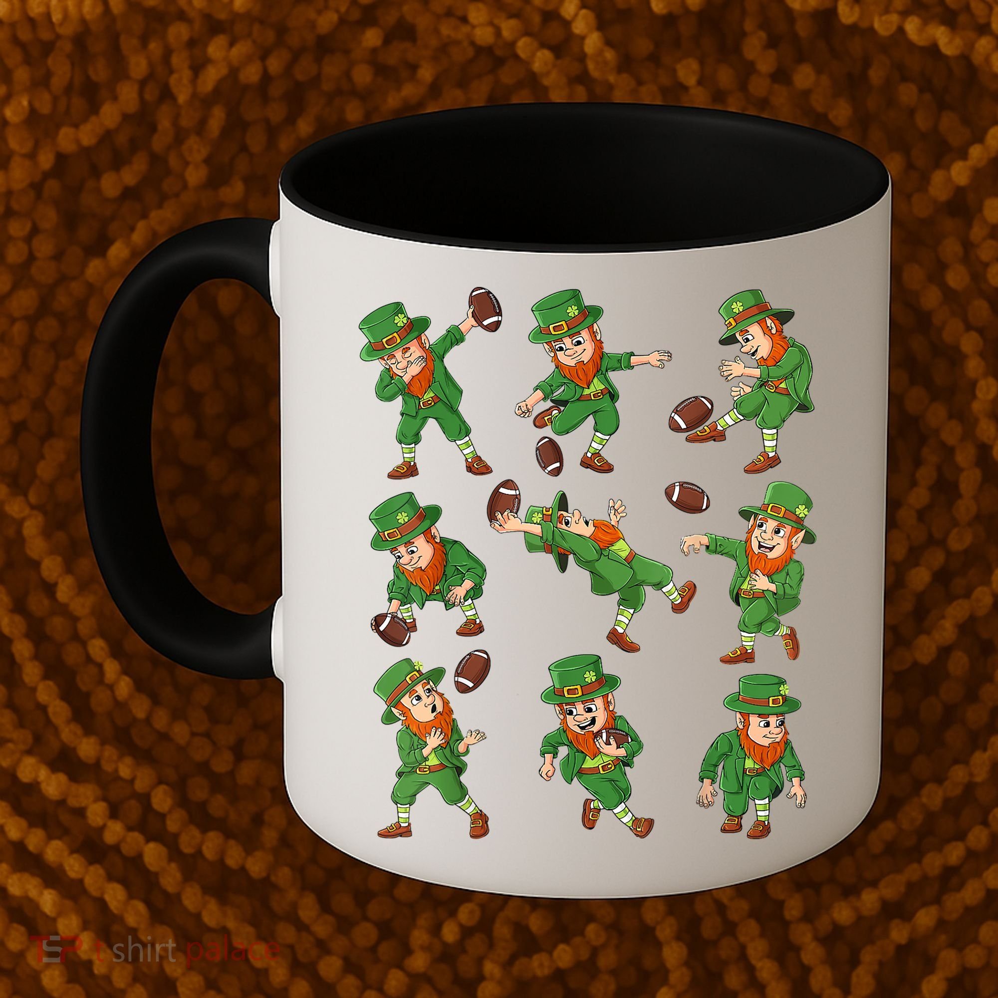 St Patricks Day Leprechaun Football Player Funny Coffee Mug