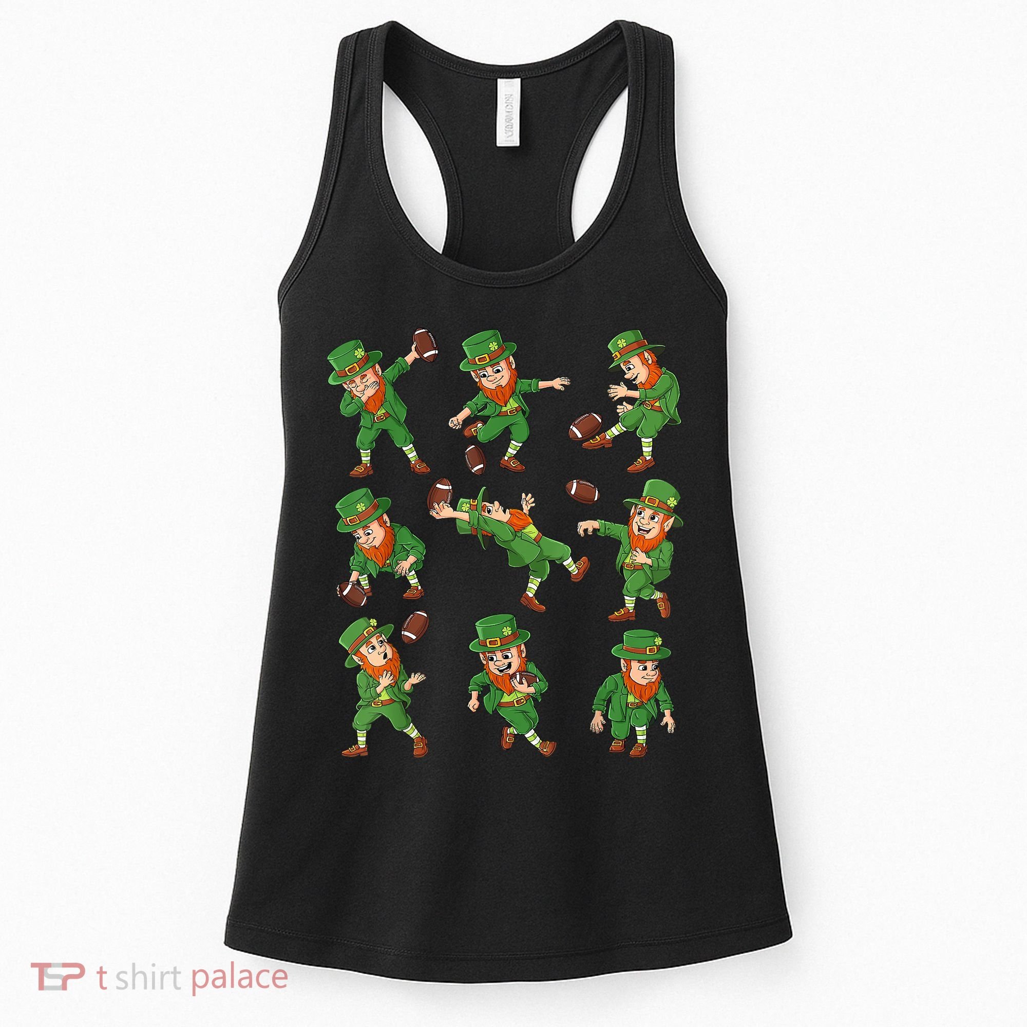 St Patricks Day Leprechaun Football Player Funny Women's Tank Top