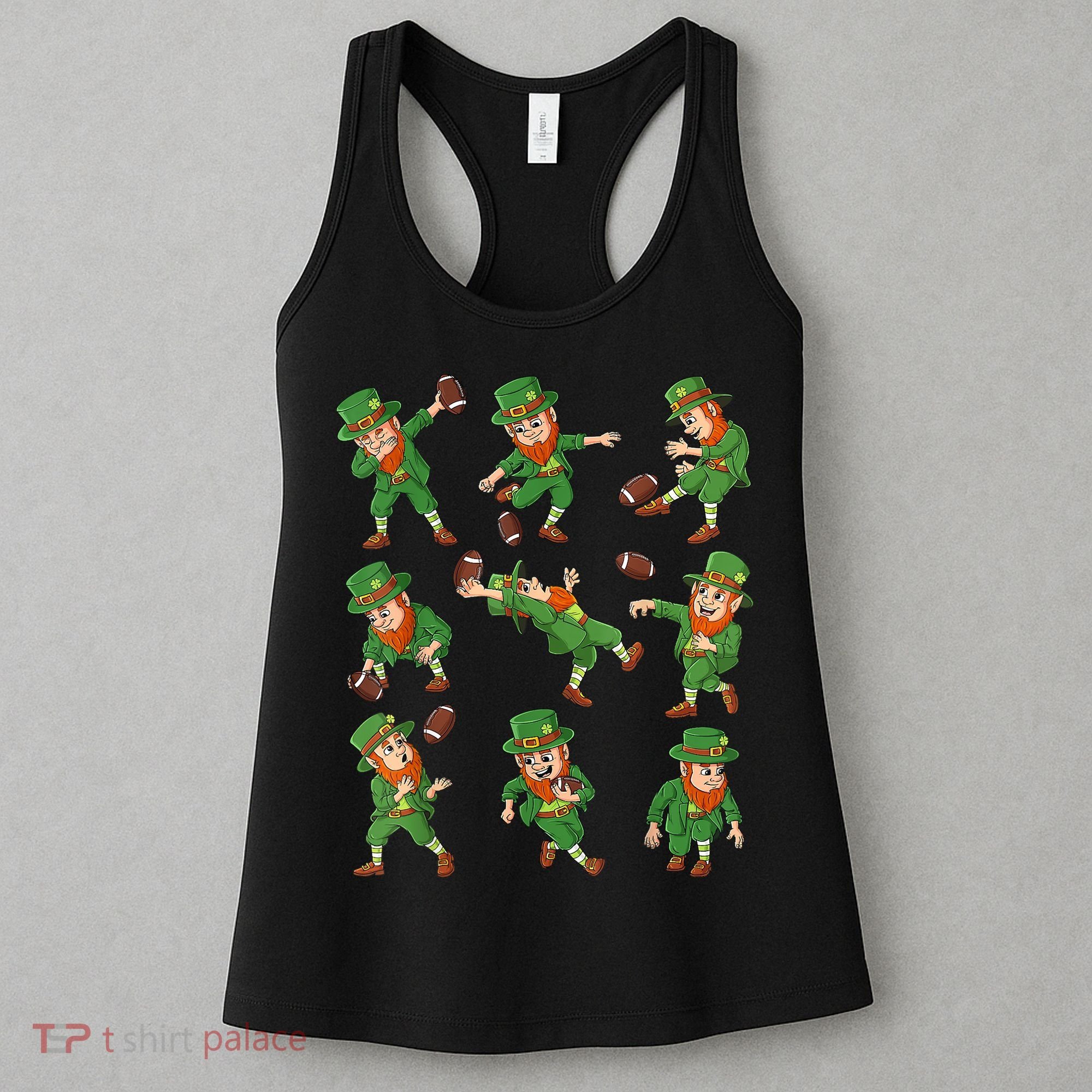 St Patricks Day Leprechaun Football Player Funny Women's Tank Top