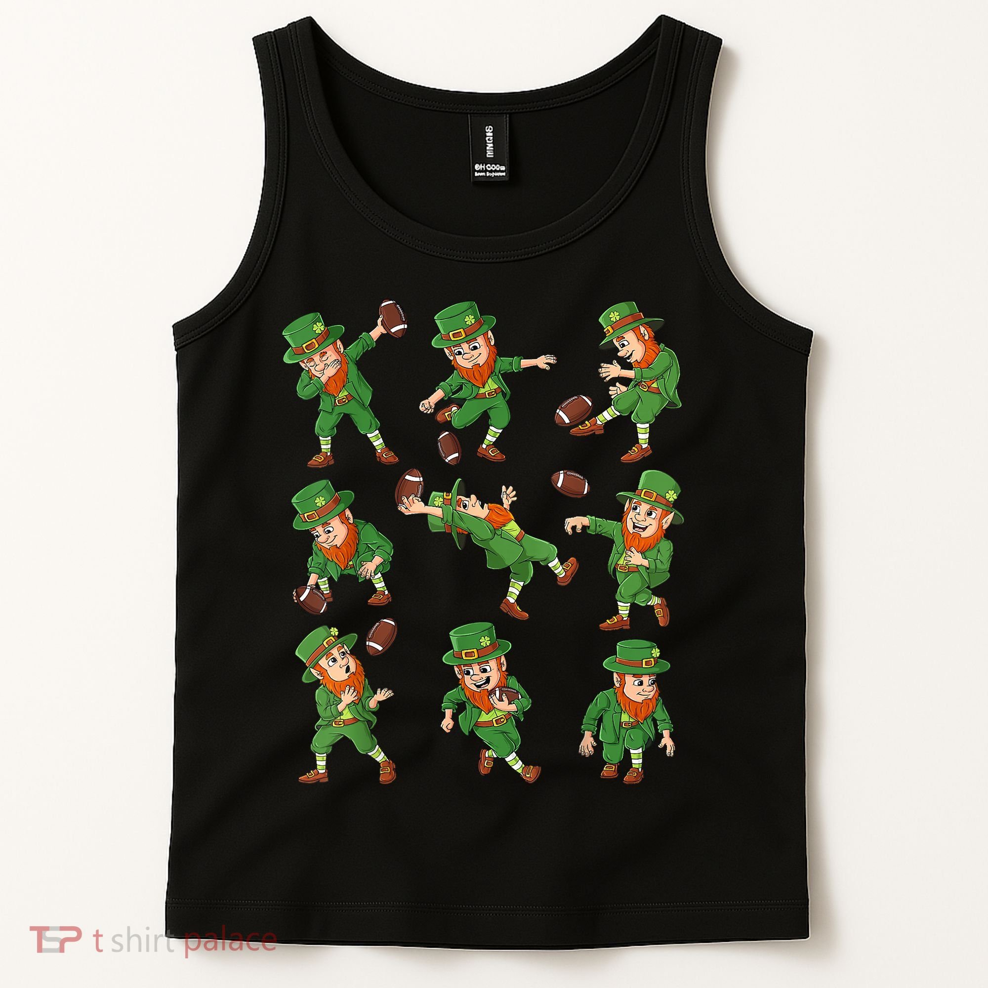 St Patricks Day Leprechaun Football Player Funny Tank Top