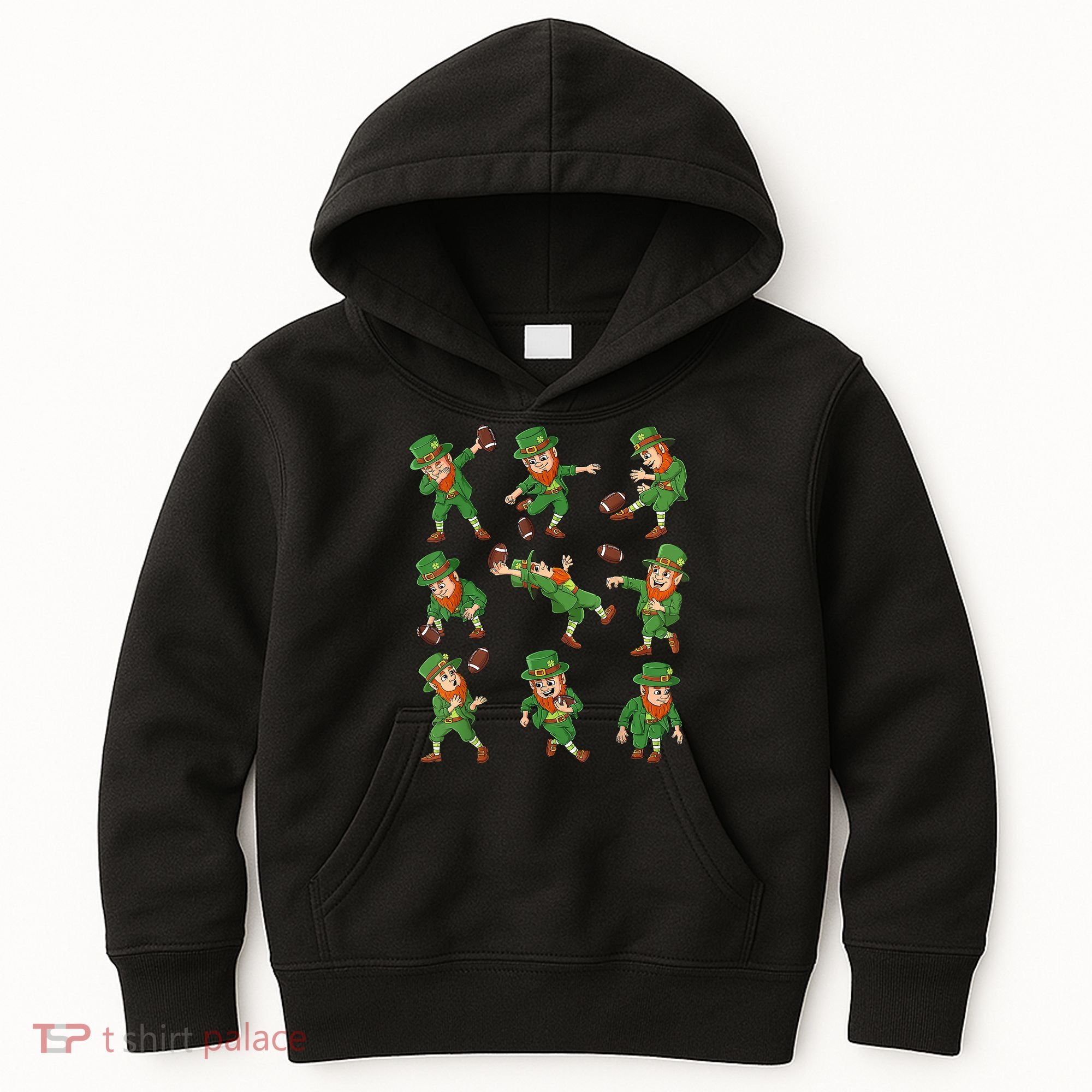 St Patricks Day Leprechaun Football Player Funny Kids Hoodie