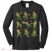 St Patricks Day Leprechaun Football Player Funny Kids Long Sleeve Shirt thumb 0