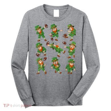 St Patricks Day Leprechaun Football Player Funny Long Sleeve Shirt