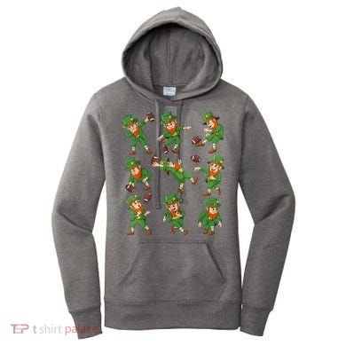 St Patricks Day Leprechaun Football Player Funny Women's Hoodie