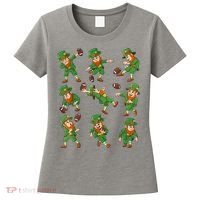 St Patricks Day Leprechaun Football Player Funny Women's T-Shirt thumb 0