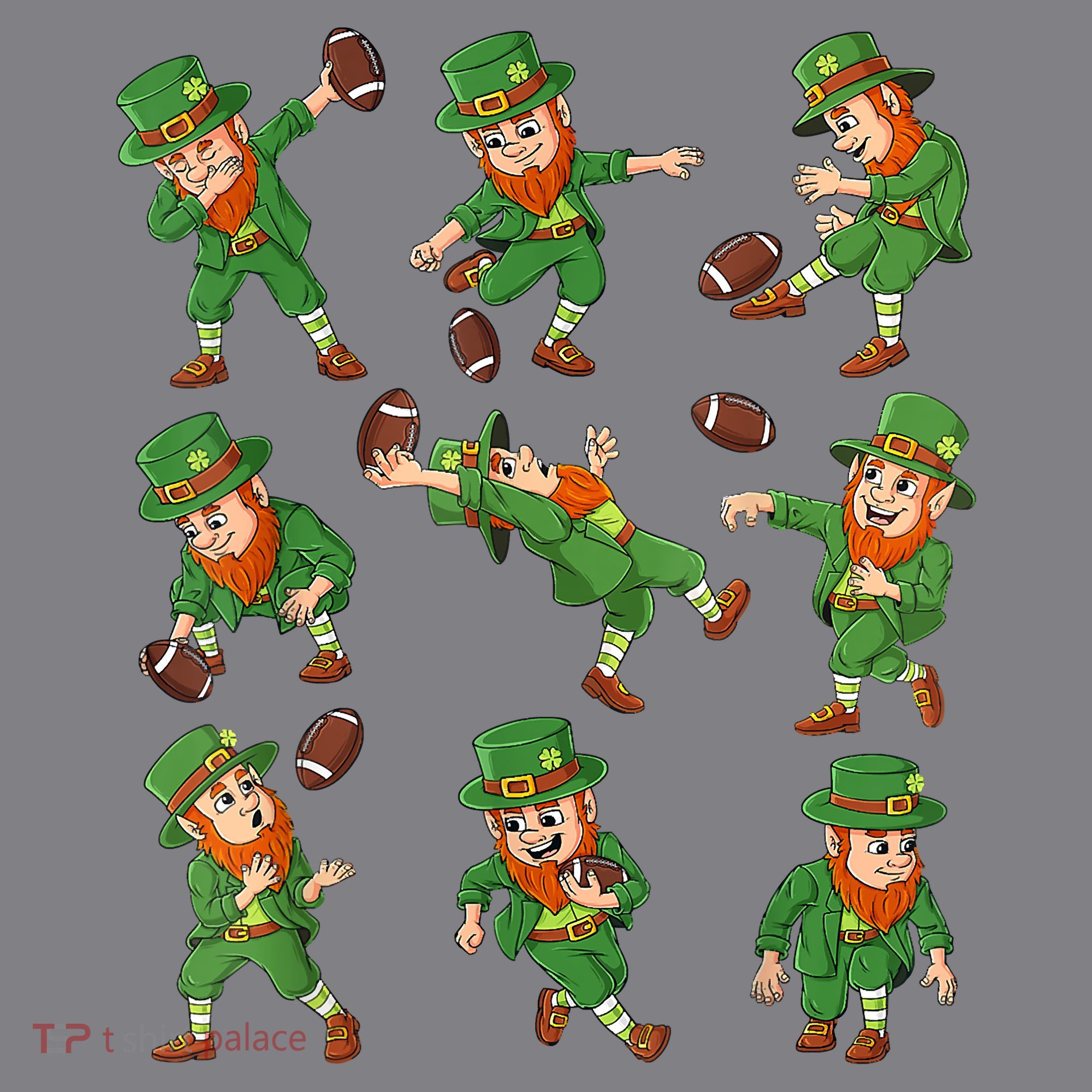 St Patricks Day Leprechaun Football Player Funny Women's T-Shirt