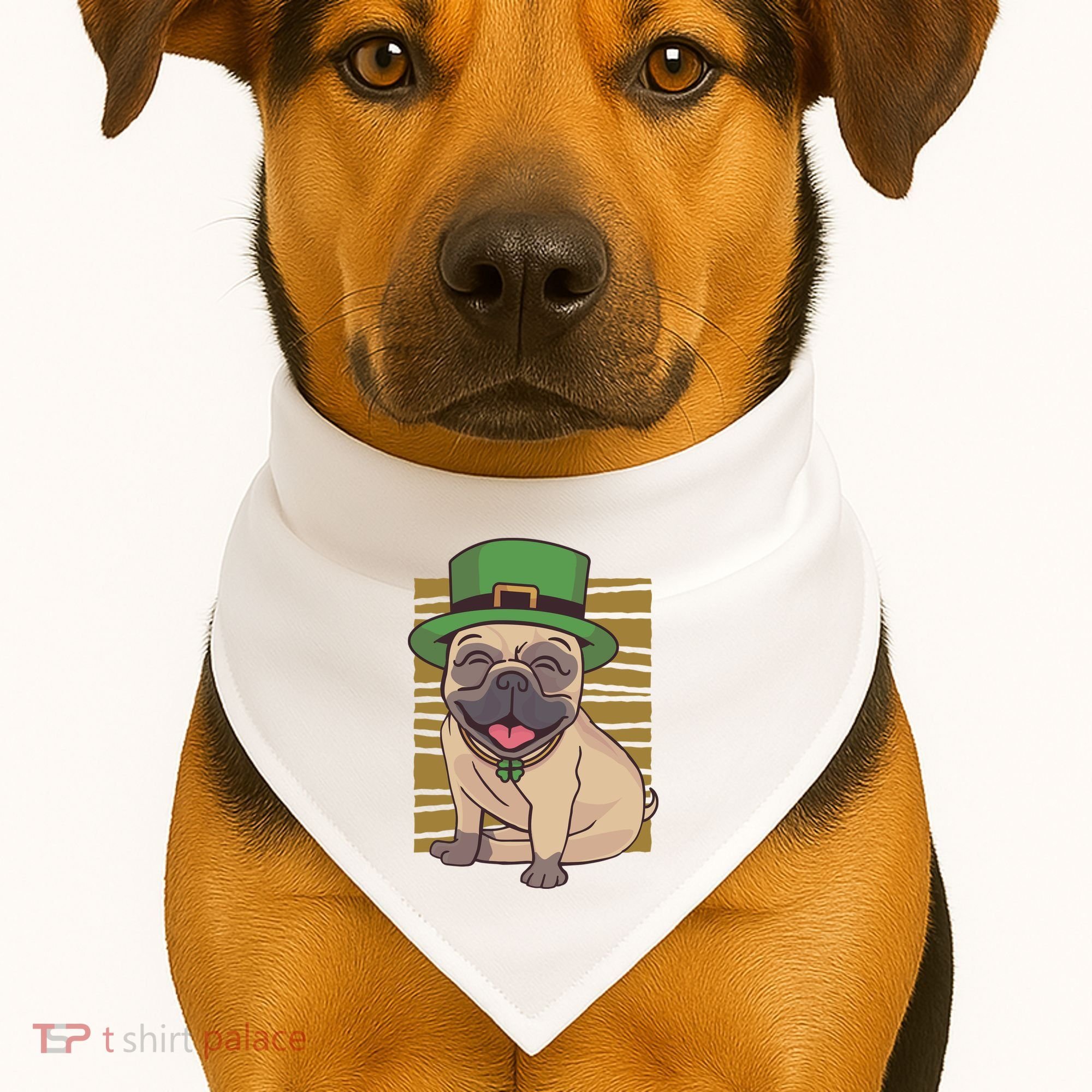 St Patricks Day Pug USA-Made Doggie Bandana