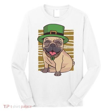 St Patricks Day Pug Long Sleeve Shirt