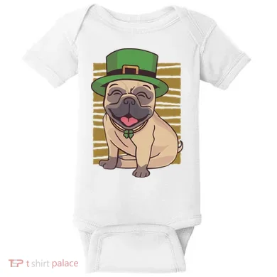 St Patricks Day Pug Baby Bodysuit